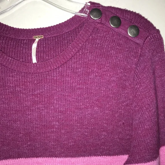 Free People On Your Team Sweater Dress Pink Size XS Balloon Sleeve Stretch Knit - Picture 6 of 11